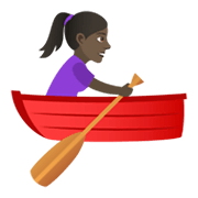 🚣🏿‍♀️ Emoji Frau im Ruderboot: dunkle Hautfarbe JoyPixels 5.5.