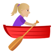 🚣🏼‍♀️ Emoji Frau im Ruderboot: mittelhelle Hautfarbe JoyPixels 5.5.
