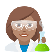Emoji 👩🏽‍🔬 Scienziata: Carnagione Olivastra su JoyPixels 5.5.