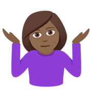 🤷🏾‍♀️ Emoji schulterzuckende Frau: mitteldunkle Hautfarbe JoyPixels 5.5.