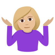 🤷🏼‍♀️ Emoji schulterzuckende Frau: mittelhelle Hautfarbe JoyPixels 5.5.