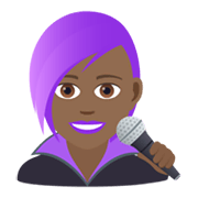 👩🏾‍🎤 Emoji Cantora: Pele Morena Escura na JoyPixels 5.5.