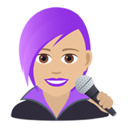 👩🏼‍🎤 Emoji Cantante Mujer: Tono De Piel Claro Medio en JoyPixels 5.5.