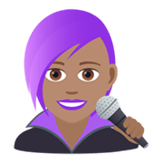 👩🏽‍🎤 Emoji Cantora: Pele Morena na JoyPixels 5.5.