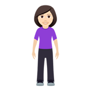 🧍🏻‍♀️ Emoji stehende Frau: helle Hautfarbe JoyPixels 5.5.
