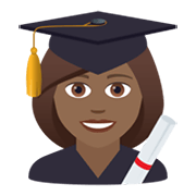 👩🏾‍🎓 Emoji Studentin: mitteldunkle Hautfarbe JoyPixels 5.5.