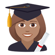 👩🏽‍🎓 Emoji Studentin: mittlere Hautfarbe JoyPixels 5.5.