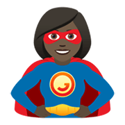 🦸🏿‍♀️ Emoji Superheroína: Tono De Piel Oscuro en JoyPixels 5.5.