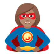 🦸🏽‍♀️ Emoji Super-heroína: Pele Morena na JoyPixels 5.5.