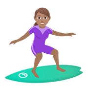 Emoji 🏄🏽‍♀️ Surfista Donna: Carnagione Olivastra su JoyPixels 5.5.