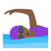 Emoji 🏊🏾‍♀️ Nuotatrice: Carnagione Abbastanza Scura su JoyPixels 5.5.
