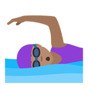 Emoji 🏊🏽‍♀️ Nuotatrice: Carnagione Olivastra su JoyPixels 5.5.