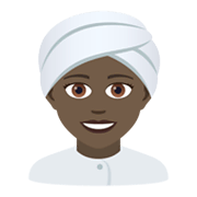 👳🏿‍♀️ Emoji Frau mit Turban: dunkle Hautfarbe JoyPixels 5.5.