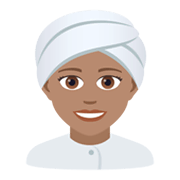 👳🏽‍♀️ Emoji Frau mit Turban: mittlere Hautfarbe JoyPixels 5.5.