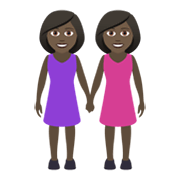 👭🏿 Emoji Duas Mulheres De Mãos Dadas: Pele Escura na JoyPixels 5.5.