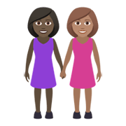 👩🏿‍🤝‍👩🏽 Emoji Mujeres De La Mano: Tono De Piel Oscuro Y Tono De Piel Medio en JoyPixels 5.5.