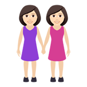 👭🏻 Emoji Mujeres De La Mano: Tono De Piel Claro en JoyPixels 5.5.