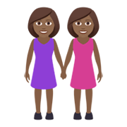 👭🏾 Emoji Duas Mulheres De Mãos Dadas: Pele Morena Escura na JoyPixels 5.5.