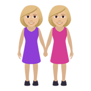 👭🏼 Emoji Mujeres De La Mano: Tono De Piel Claro Medio en JoyPixels 5.5.