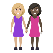 👩🏼‍🤝‍👩🏿 Emoji Mujeres De La Mano: Tono De Piel Claro Medio, Tono De Piel Oscuro en JoyPixels 5.5.