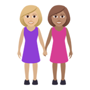 Émoji 👩🏼‍🤝‍👩🏽 Deux Femmes Se Tenant La Main : Peau Moyennement Claire Et Peau Légèrement Mate sur JoyPixels 5.5.