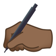 ✍🏾 Emoji Escrevendo à Mão: Pele Morena Escura na JoyPixels 5.5.