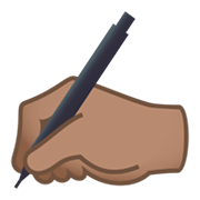 ✍🏽 Emoji Escrevendo à Mão: Pele Morena na JoyPixels 5.5.