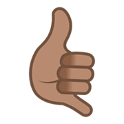 Emoji 🤙🏽 Mano Con Gesto Di Chiamata: Carnagione Olivastra su JoyPixels 6.0.