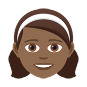 👧🏾 Emoji Mädchen: mitteldunkle Hautfarbe JoyPixels 6.0.