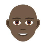 👨🏿‍🦲 Emoji Mann: dunkle Hautfarbe, Glatze JoyPixels 6.0.