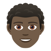 👨🏿‍🦱 Emoji Mann: dunkle Hautfarbe, lockiges Haar JoyPixels 6.0.