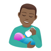 👨🏾‍🍼 Emoji Homem Alimentando Bebê: Pele Morena Escura na JoyPixels 6.0.