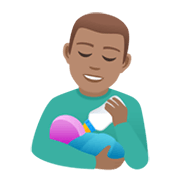👨🏽‍🍼 Emoji Homem Alimentando Bebê: Pele Morena na JoyPixels 6.0.