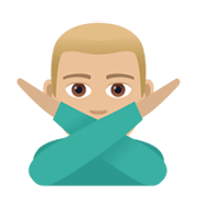 Emoji 🙅🏼‍♂️ Uomo Con Gesto Di Rifiuto: Carnagione Abbastanza Chiara su JoyPixels 6.0.