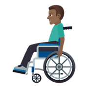 👨🏾‍🦽 Emoji Mann in manuellem Rollstuhl: mitteldunkle Hautfarbe JoyPixels 6.0.