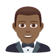 🤵🏾‍♂️ Emoji Homem de smoking: Pele Morena Escura na JoyPixels 6.0.