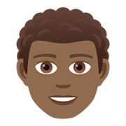 👨🏾‍🦱 Emoji Homem: Pele Morena Escura E Cabelo Cacheado na JoyPixels 6.0.