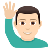 Emoji 🙋🏻‍♂️ Uomo Con Mano Alzata: Carnagione Chiara su JoyPixels 6.0.