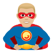 Emoji 🦸🏼‍♂️ Supereroe Uomo: Carnagione Abbastanza Chiara su JoyPixels 6.0.