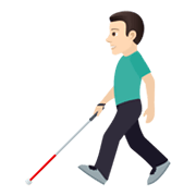 👨🏻‍🦯 Emoji Homem Com Bengala Para Cego: Pele Clara na JoyPixels 6.0.