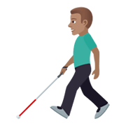 👨🏽‍🦯 Emoji Homem Com Bengala Para Cego: Pele Morena na JoyPixels 6.0.