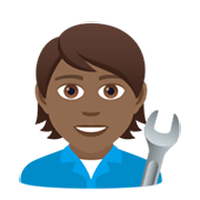 🧑🏾‍🔧 Emoji Mecânico Trabalhando: Pele Morena Escura na JoyPixels 6.0.