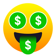 🤑 Emoji Gesicht mit Dollarzeichen JoyPixels 6.0.