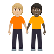 🧑🏼‍🤝‍🧑🏿 Emoji sich an den Händen haltende Personen: mittelhelle Hautfarbe, dunkle Hautfarbe JoyPixels 6.0.