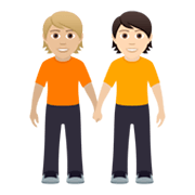 Émoji 🧑🏼‍🤝‍🧑🏻 Deux Personnes Se Tenant La Main : Peau Moyennement Claire Et Peau Claire sur JoyPixels 6.0.
