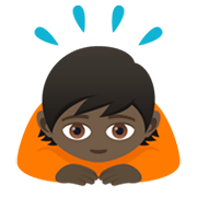 🙇🏿 Emoji Pessoa Fazendo Reverência: Pele Escura na JoyPixels 6.0.