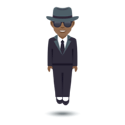 🕴🏾 Emoji schwebender Mann im Anzug: mitteldunkle Hautfarbe JoyPixels 6.0.