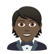 🤵🏿 Emoji Person im Smoking: dunkle Hautfarbe JoyPixels 6.0.