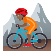 🚵🏾 Emoji Pessoa Fazendo Mountain Bike: Pele Morena Escura na JoyPixels 6.0.