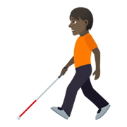 🧑🏿‍🦯 Emoji Pessoa Com Bengala Para Cego: Pele Escura na JoyPixels 6.0.